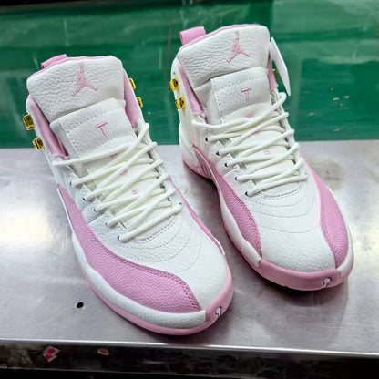 AJ 12 White Pink Shoes Women's Sneakers – Nk0004590