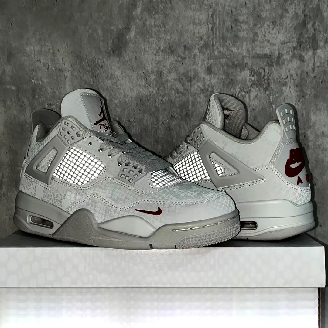 Nigel Sylvester x AJ 4 White Grey Mamba Shoes Women's Sneakers – Nk0004677