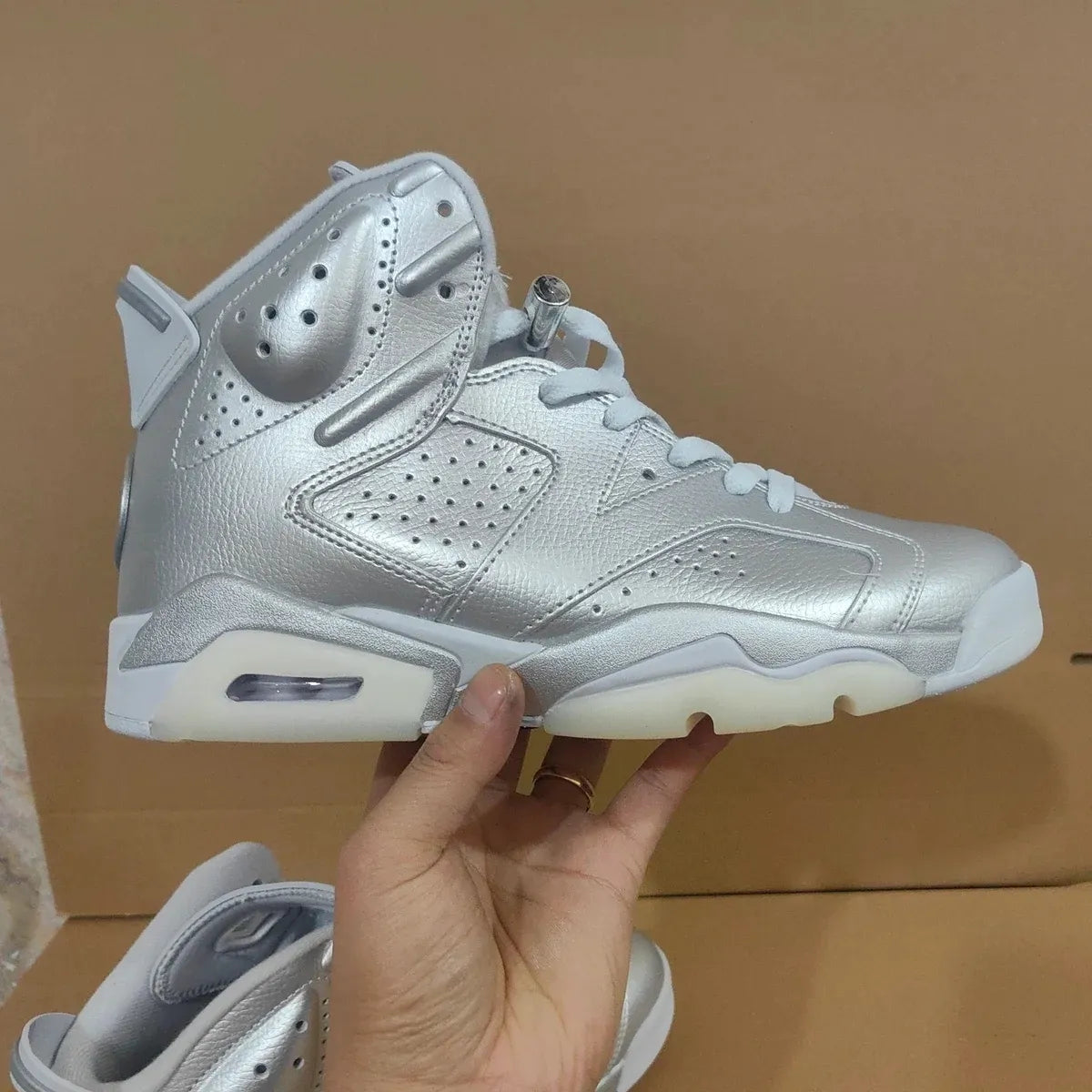 Psg X Aj 6 Metallic Silver Shoes Sneaker – Nk0004782