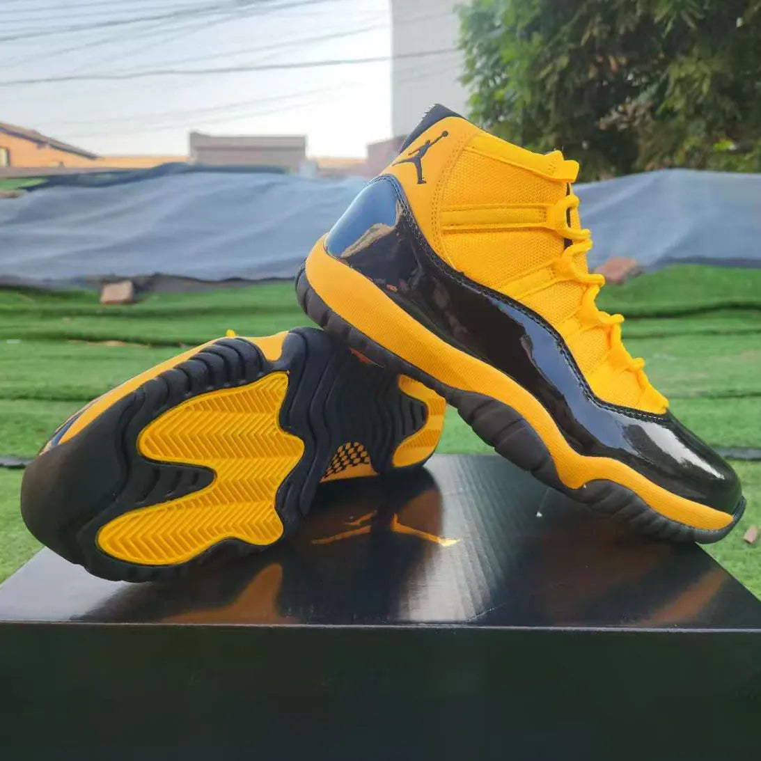 Aj 11 Gamma Black & Yellow Shoes Men'S Sneakers – Nk0004795