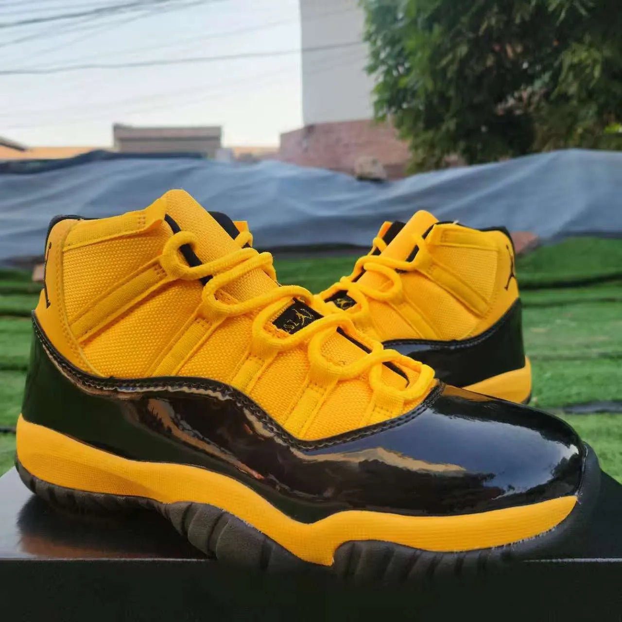 Aj 11 Gamma Black & Yellow Shoes Men'S Sneakers – Nk0004795