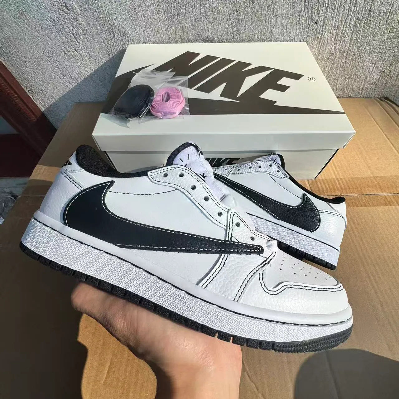 Travis Scott X Aj 1 Low Black White Phantom Shoes Men'S Sneakers – Nk0004797