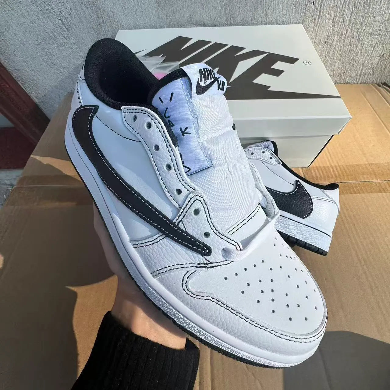 Travis Scott X Aj 1 Low Black White Phantom Shoes Men'S Sneakers – Nk0004797
