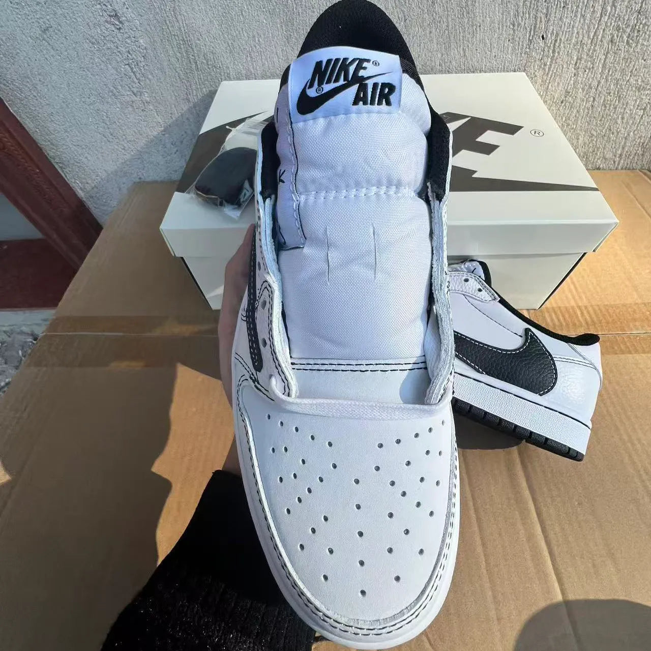 Travis Scott X Aj 1 Low Black White Phantom Shoes Men'S Sneakers – Nk0004797