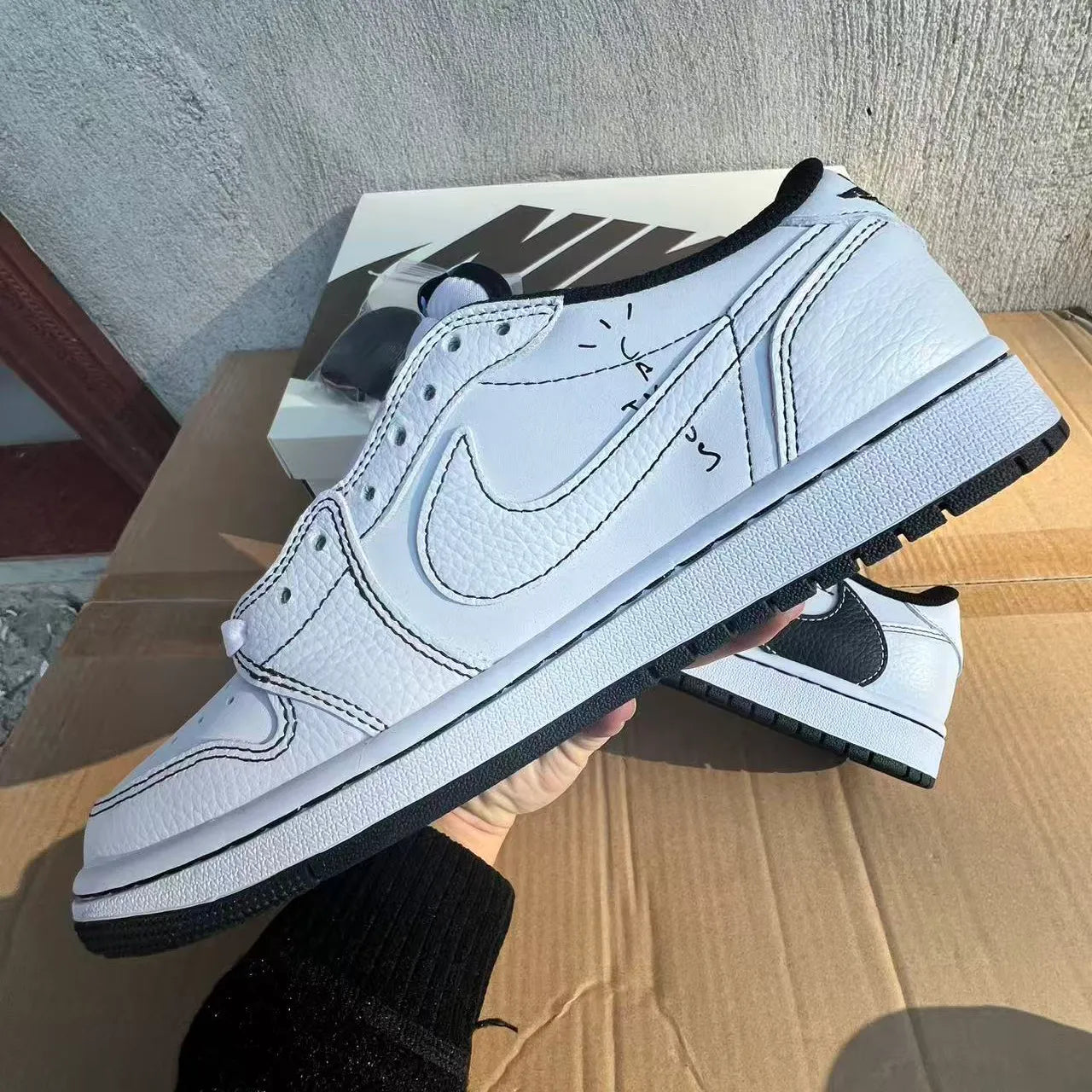 Travis Scott X Aj 1 Low Black White Phantom Shoes Men'S Sneakers – Nk0004797