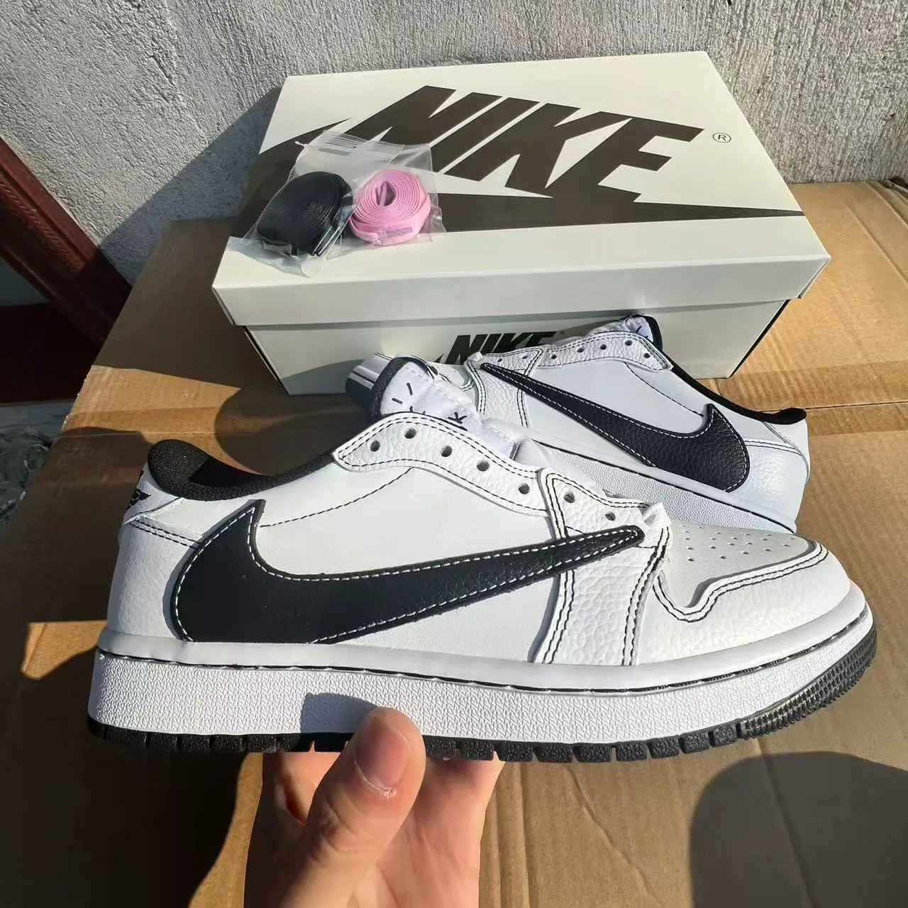 Travis Scott X Aj 1 Low Black White Phantom Shoes Men'S Sneakers – Nk0004797