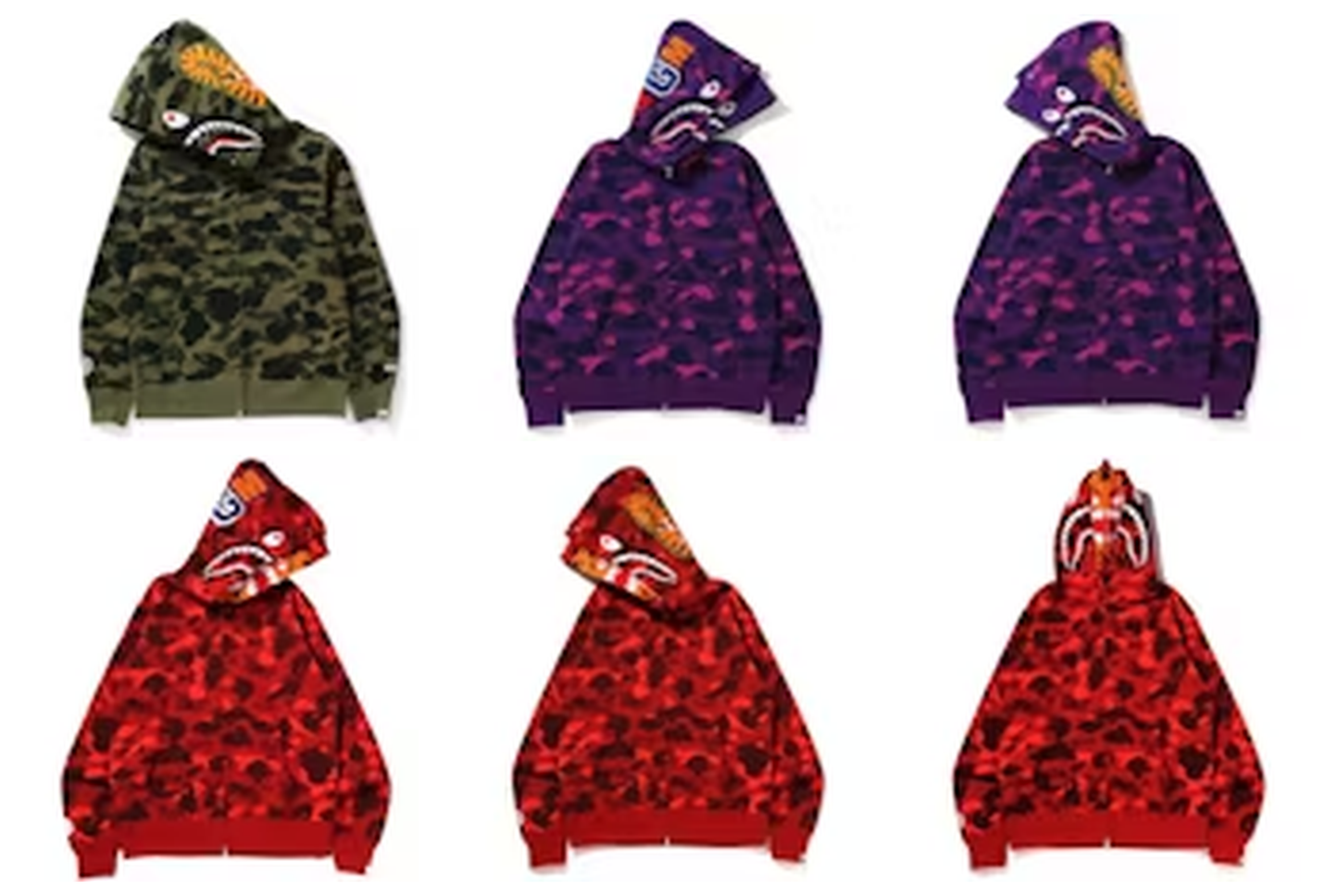 BAPE Shark Hoodie Collection – Camo Full Zip Double Hood Streetwear